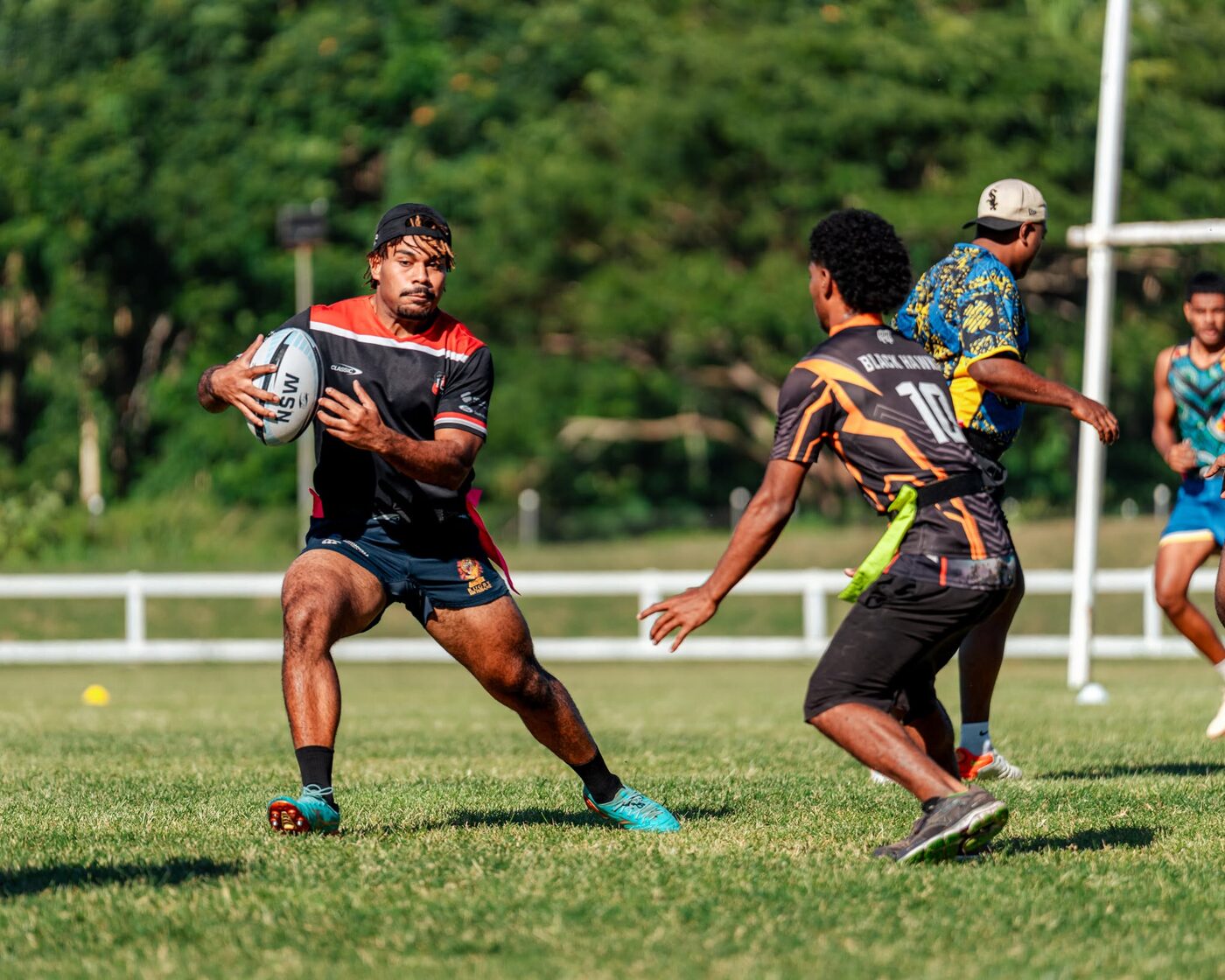 Tag rugby action at the World Cup trial
